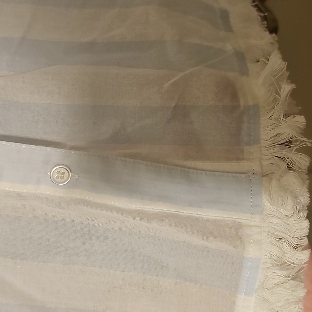 Lane Bryant Blue White Striped Boho Fringe Button-Down Shirt Size 20 - Picture 8 of 9